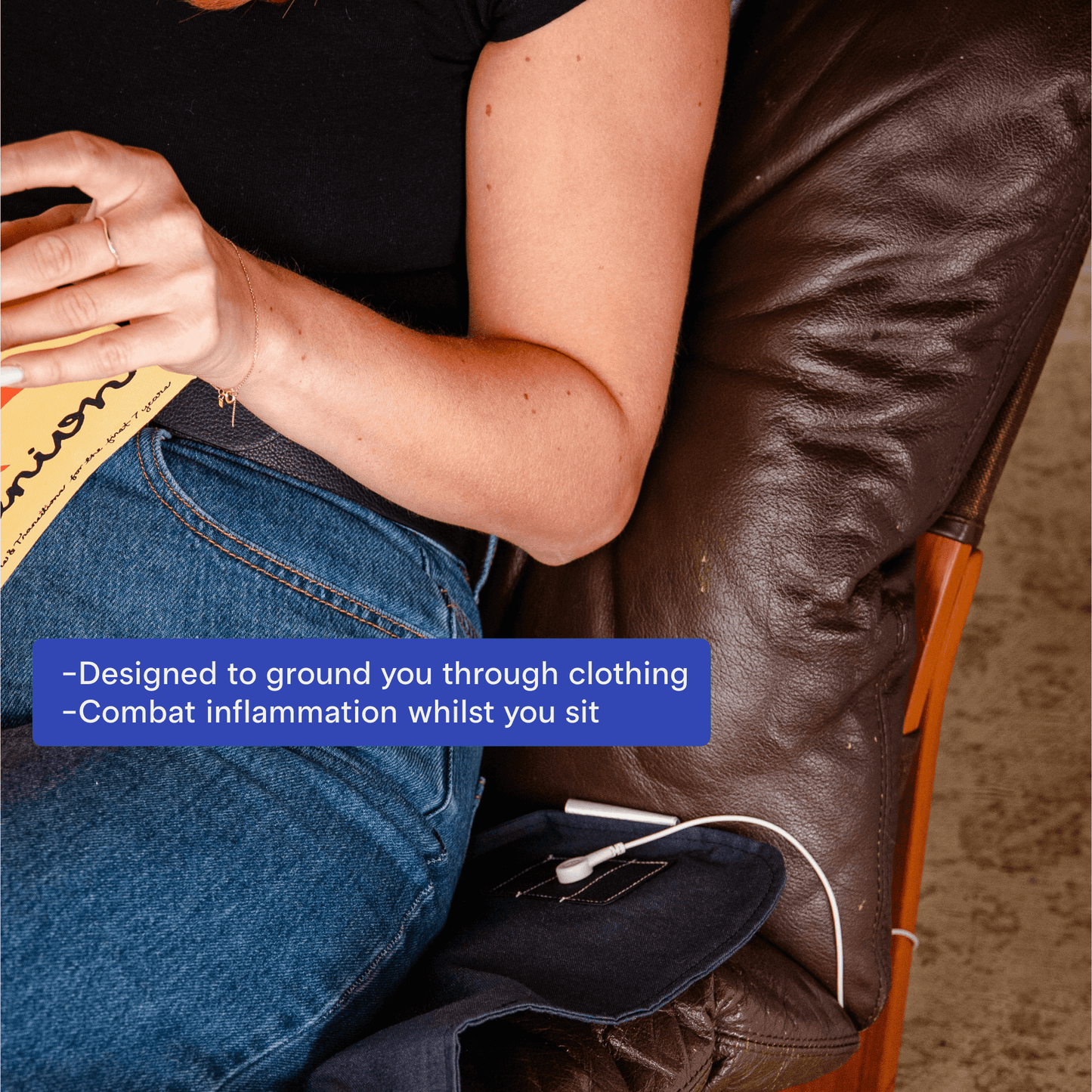 women sitting on grounding mat