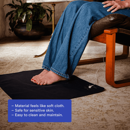 feet on grounding mat for sensitive skin