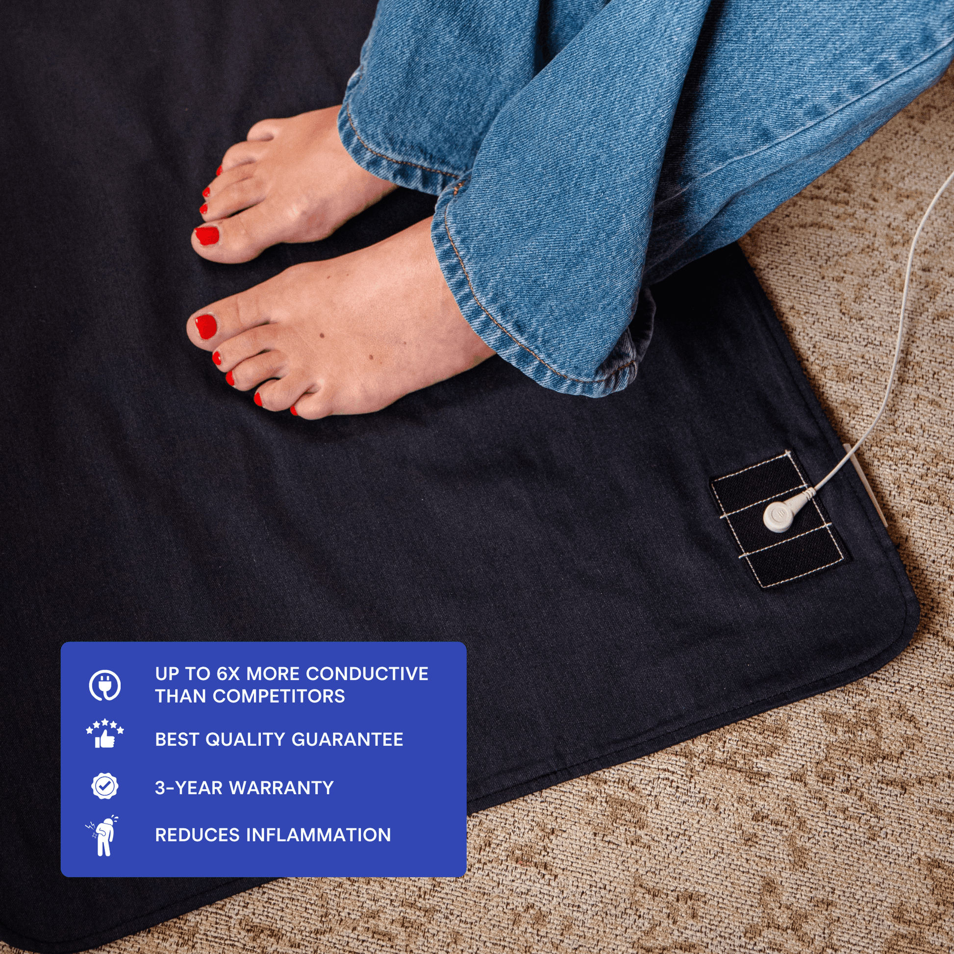 person grounding whilst sitting