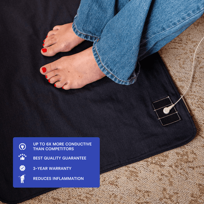 person grounding whilst sitting