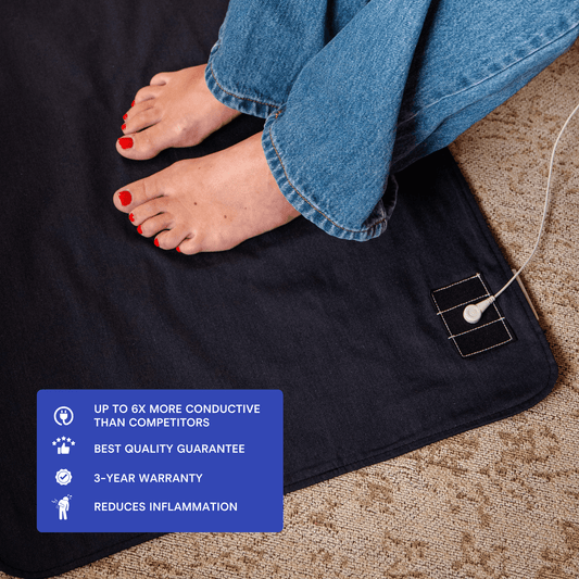 person grounding whilst sitting