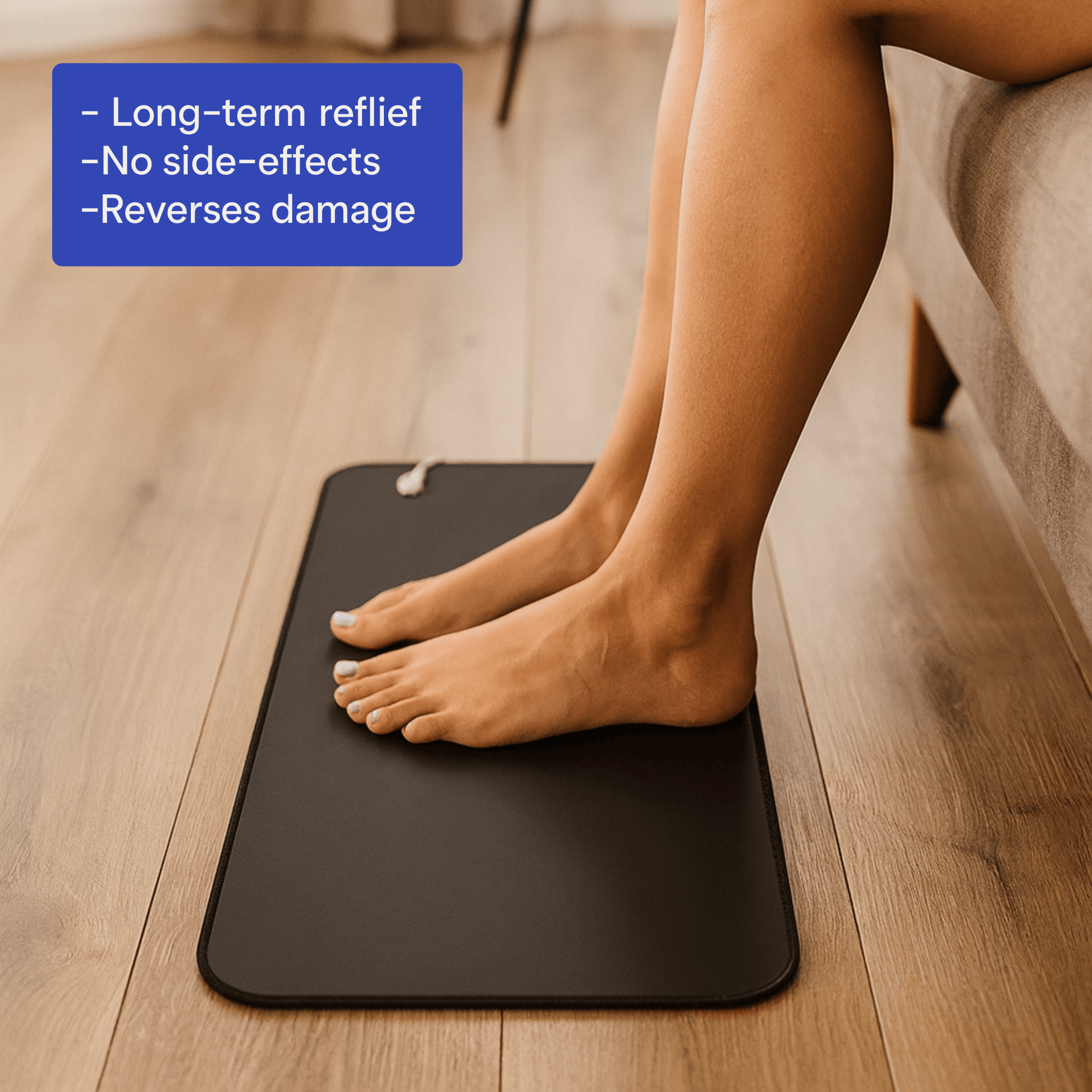 feet on earthing mat relaxing