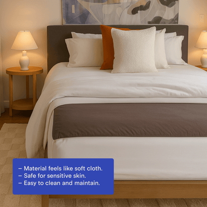 grounding bedsheet on bed with doona and pillows
